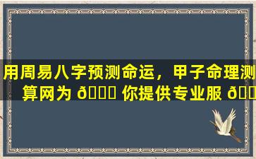 用周易八字预测命运，甲子命理测算网为 🐟 你提供专业服 🌻 务！